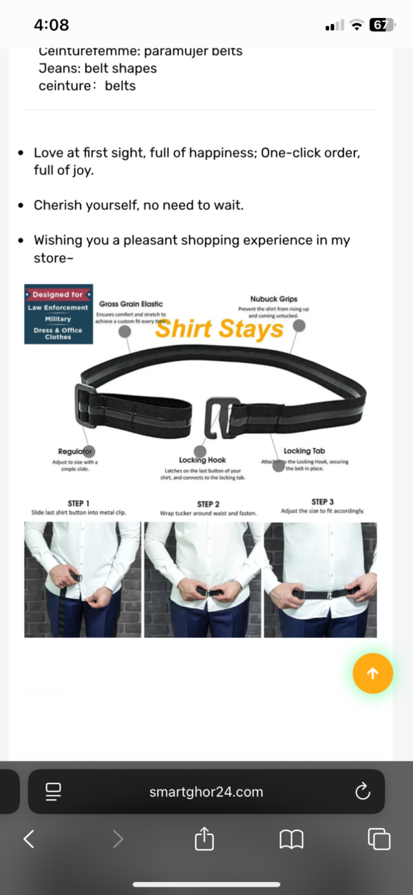 Non-Slip Shirt Tuck Belt